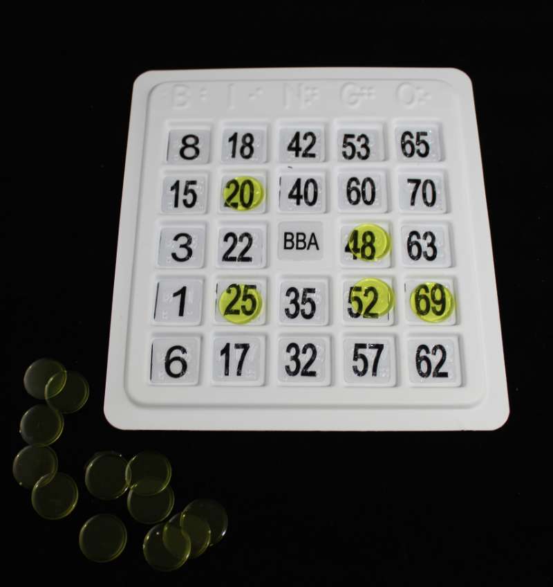 Tarjeta de bingo en braille