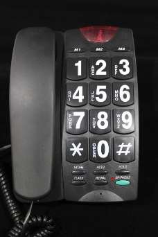 Teléfono con botones grandes de alto contraste Negro con números blancos