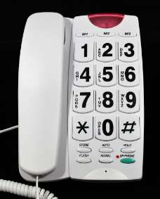 Teléfono con botones grandes de alto contraste Blanco con números negros