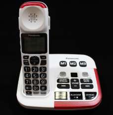 Panasonic Teléfono inalámbrico amplificado con contestador automático e identificador de llamadas parlante