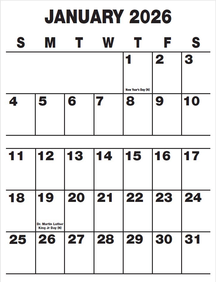 Large Folding Wall Calendar