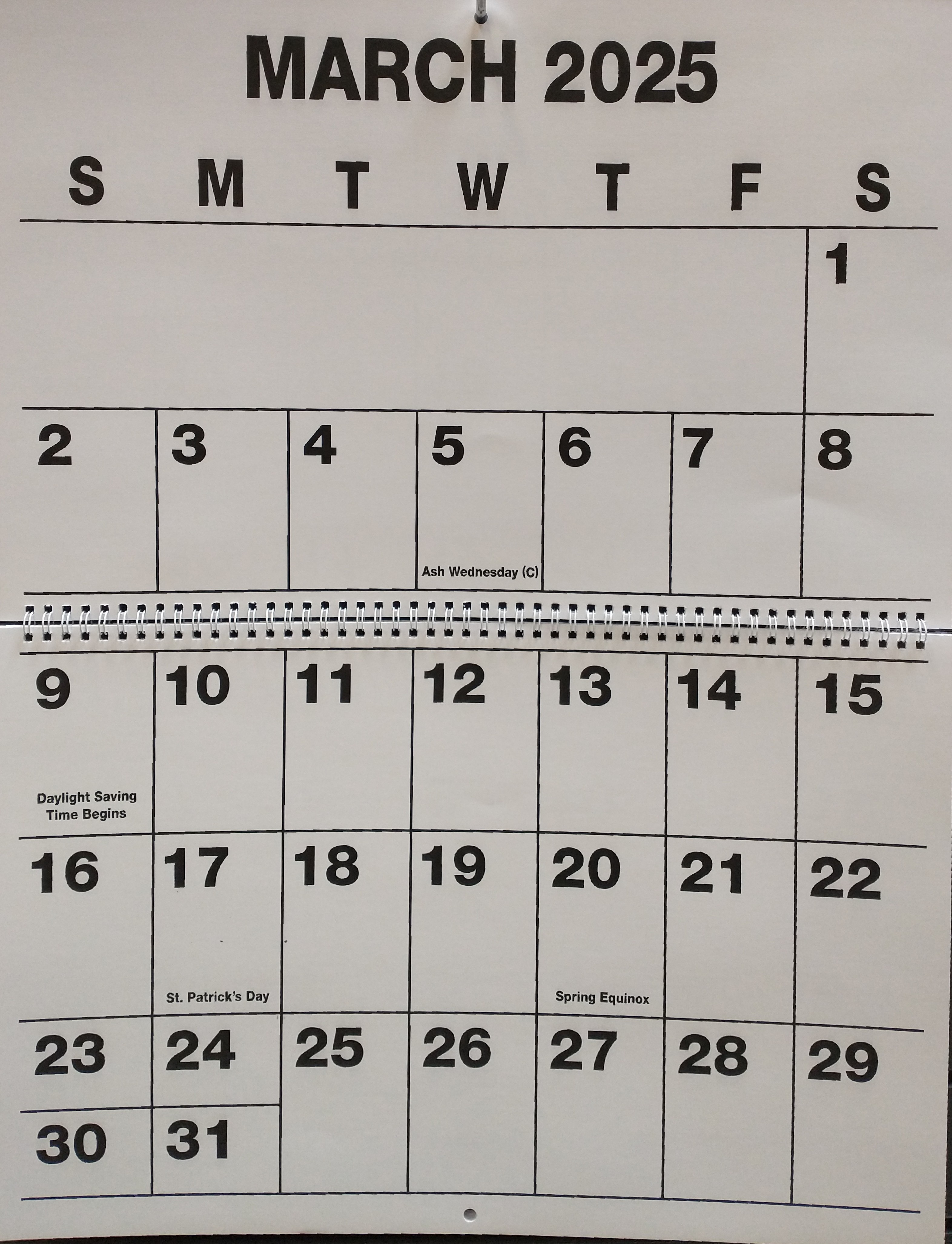 Large Folding Wall Calendar