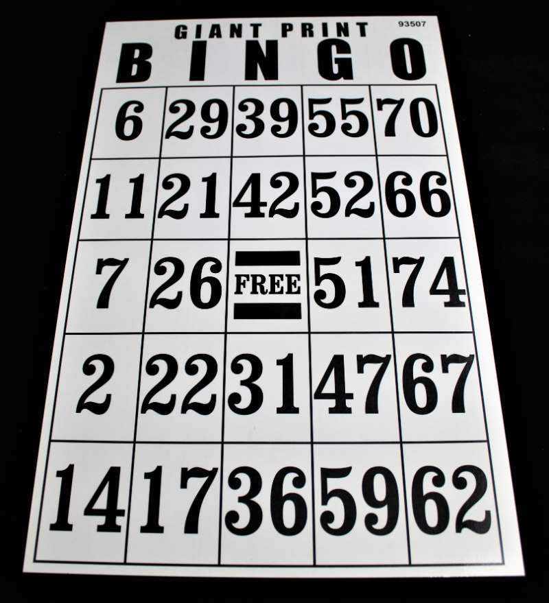 Super Large Laminated Bingo Card