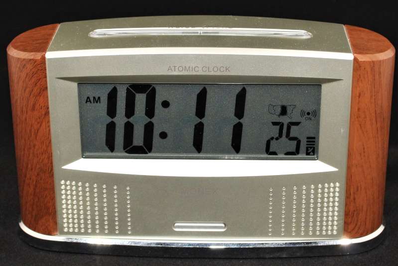 Desktop clock with display for time and temperature