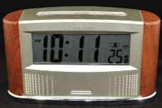 Desktop clock with display for time and temperature