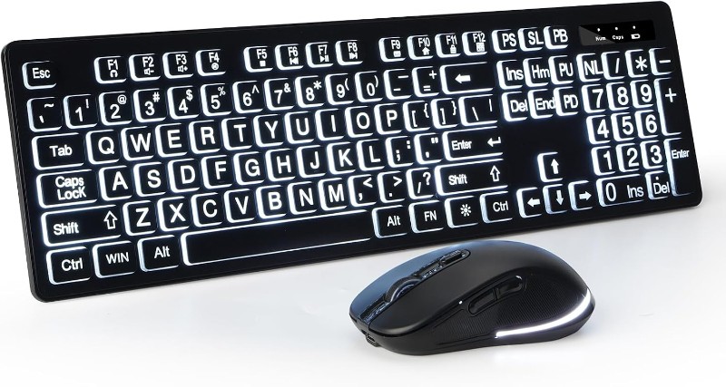 Wireless Keyboard (Black w/ White Letters)