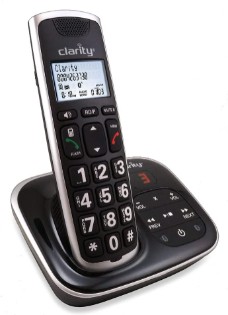 Clarity Big Button Cordless Telephone- Black w/ White Numbers